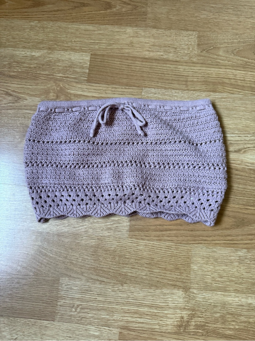 Hollister Dusty Pink Crochet Tube Crop Top